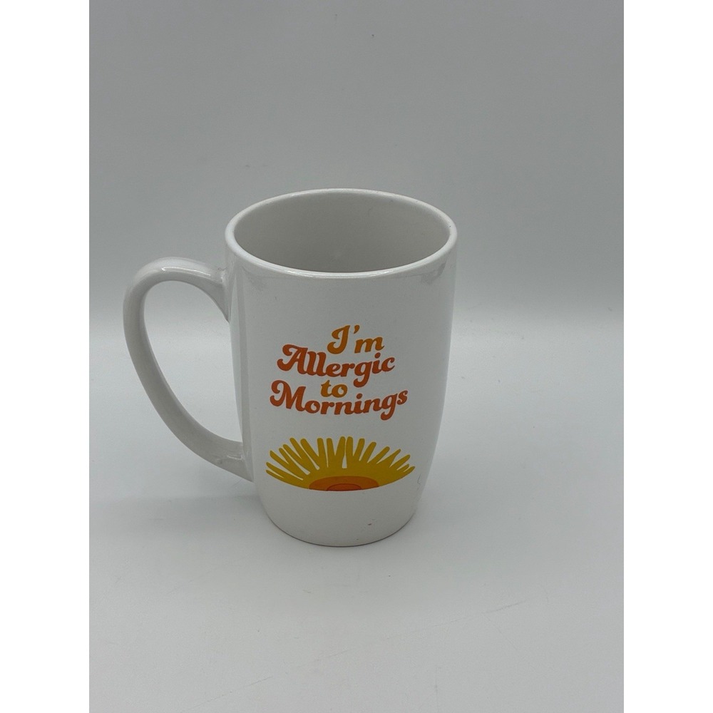 I'm Allergic To Mornings Ceramic Coffee Mug Royal Norfolk White Yellow Sun